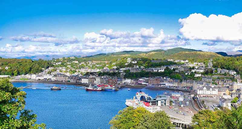 A panoramic view of Oban on the west coast