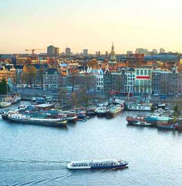 aerial view of skyline of Amsterdam