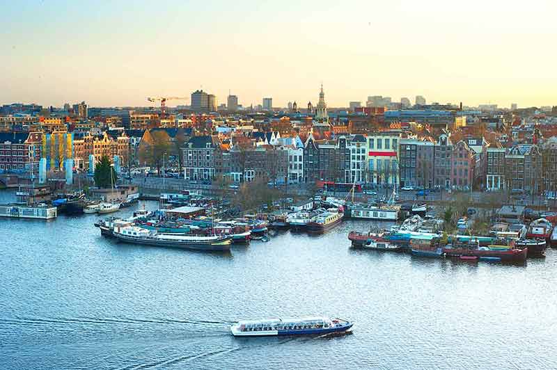 aerial view of skyline of Amsterdam