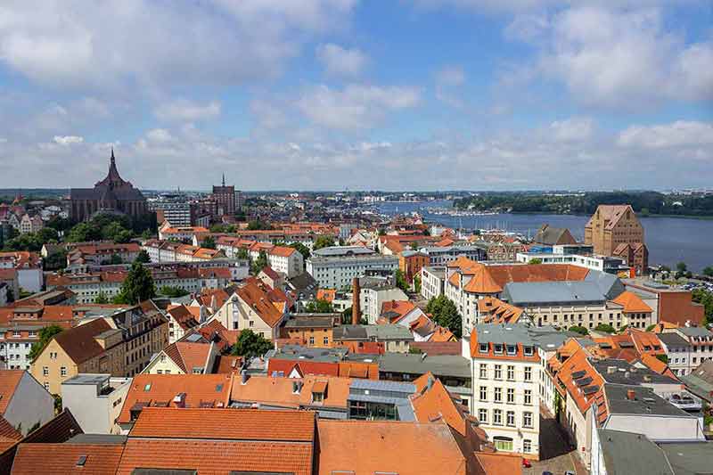 High Angle View At The Hanseatic City Rostock