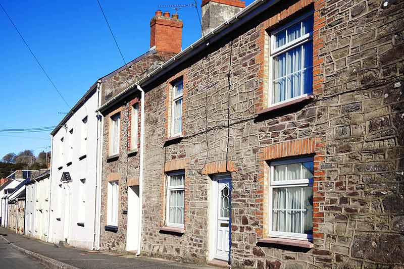 Old Fashioned Terraced Town Houses In Laugharne Carmarthenshire