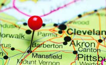 mansfield ohio map of ohio with Mansfield pinned in red