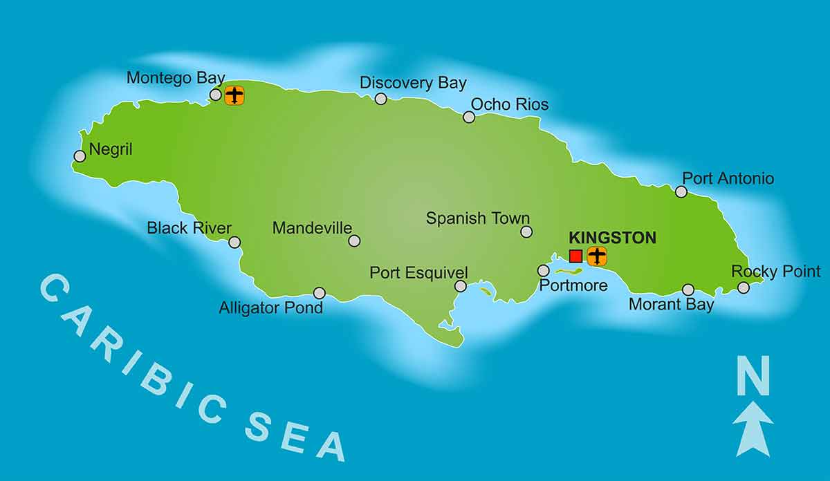 map of jamaica
