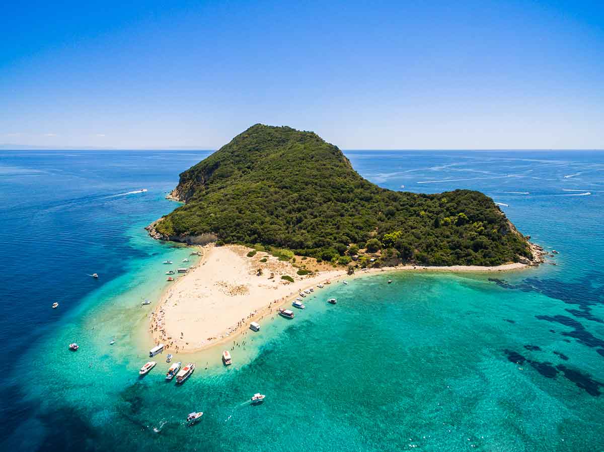 marathonisi beach greece aerial view