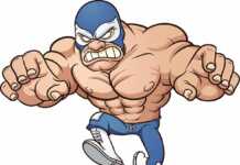 a cartoon drawing of a mexican wrestler