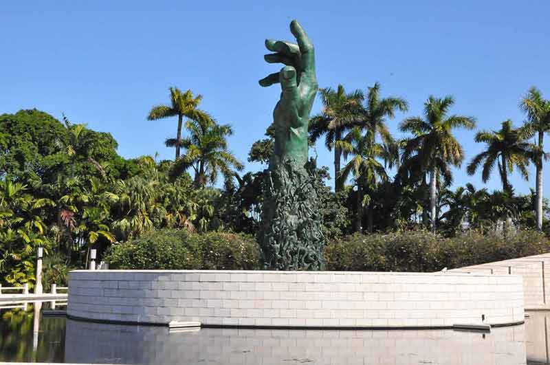 miami landmarks Holocaust Memorial of hand reaching into the sky