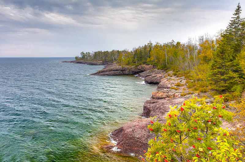 Shores Of Lake Superior At Gooseberry State Park In Vertical