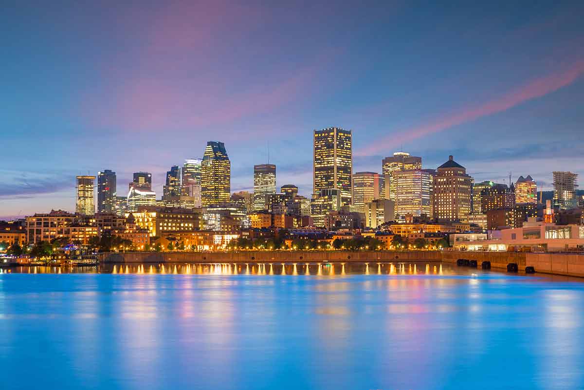 montreal to new york city: montreal skyline at night