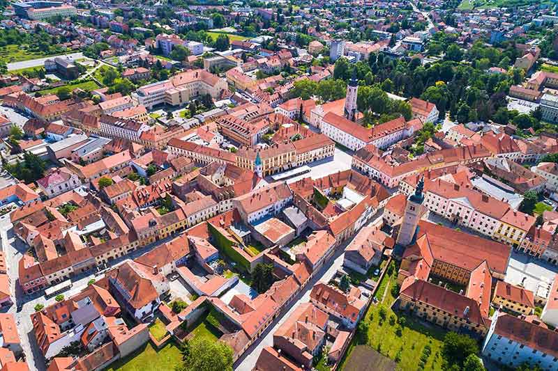Historic Town Of Varazdin Aerial View, Baroque Tourist Destination