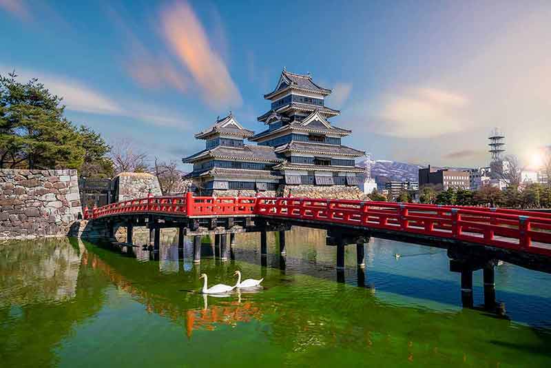 Matsumoto Castle With It’s Reflection In Matsumoto, Nagano Prefecture, Japan