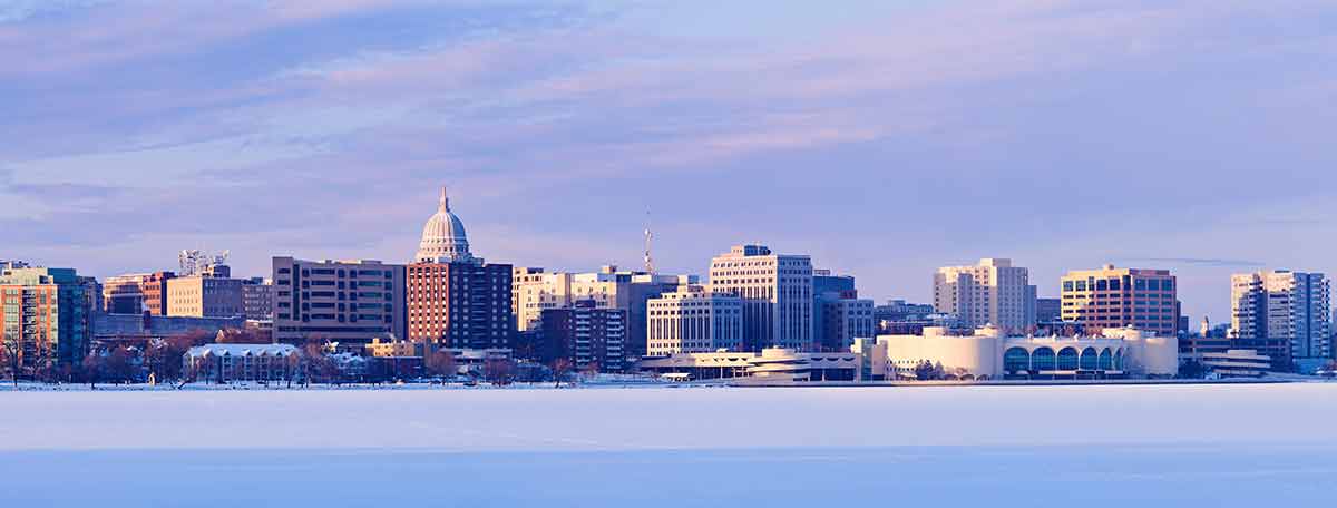 Winter Panorama Of Madison skyline