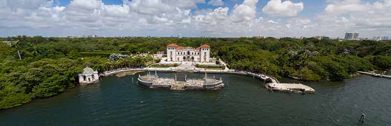 museums in florida vizcaya aerial of Vizcaray with bush in the background
