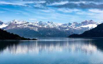 national parks in anchorage alaska snow-capped mountains reflected in the wter