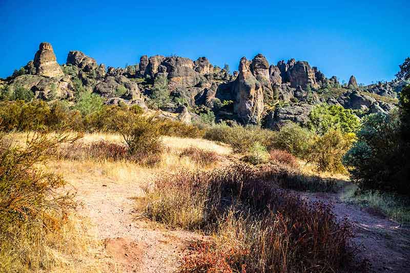 national parks in southern california Natural rock formation in Pinnacles National Park