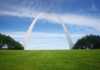 national parks missouri Gateway Arch in Saint Louis with blue sky and clouds