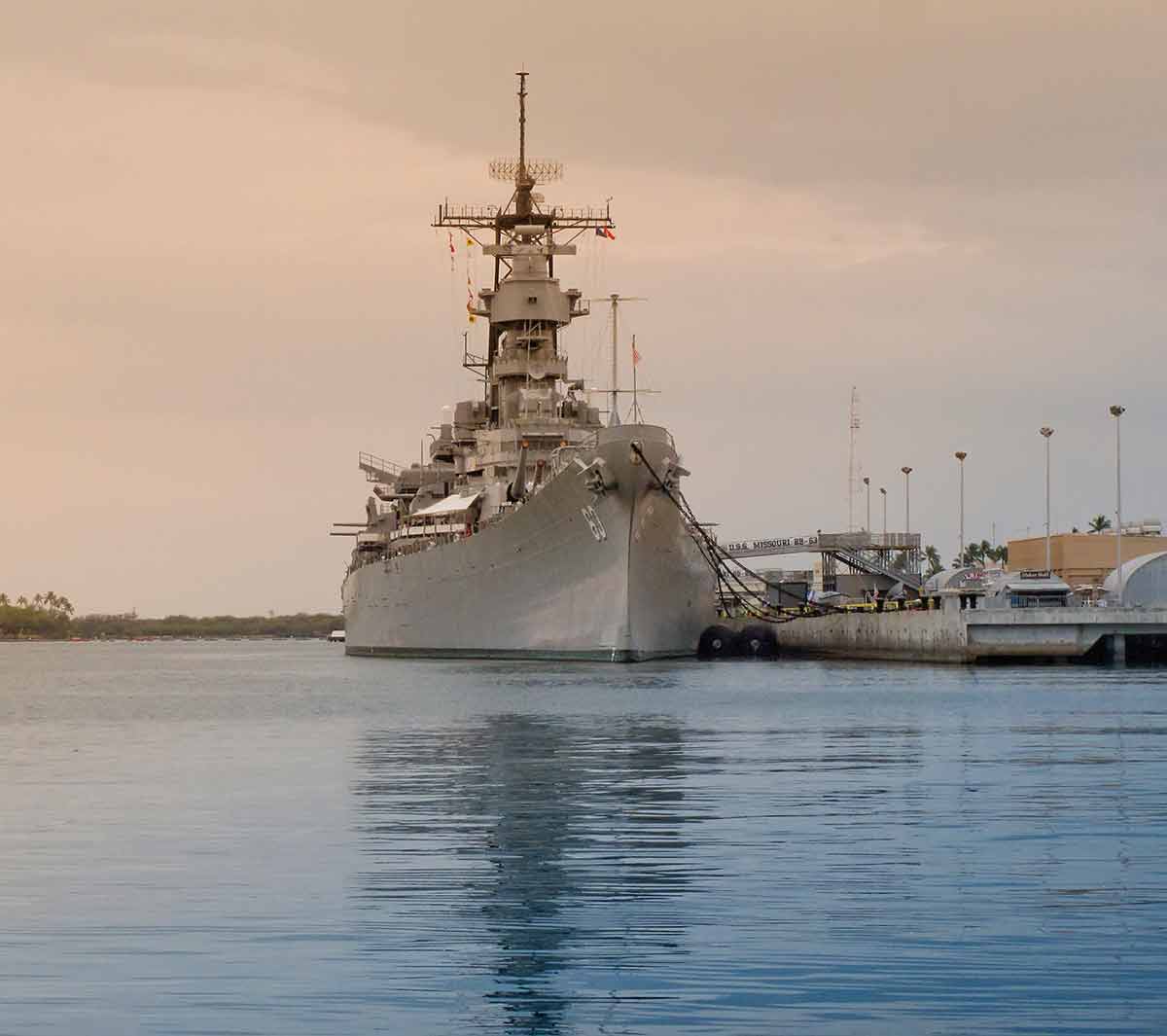 national parks of hawaii Battleship USS Missouri at dusk