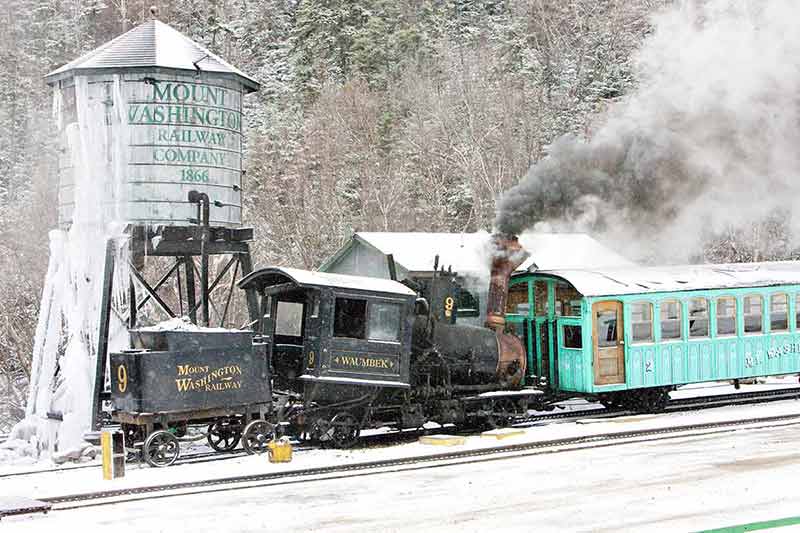new hampshire important landmarks Mount Washington Cog Railway in winter
