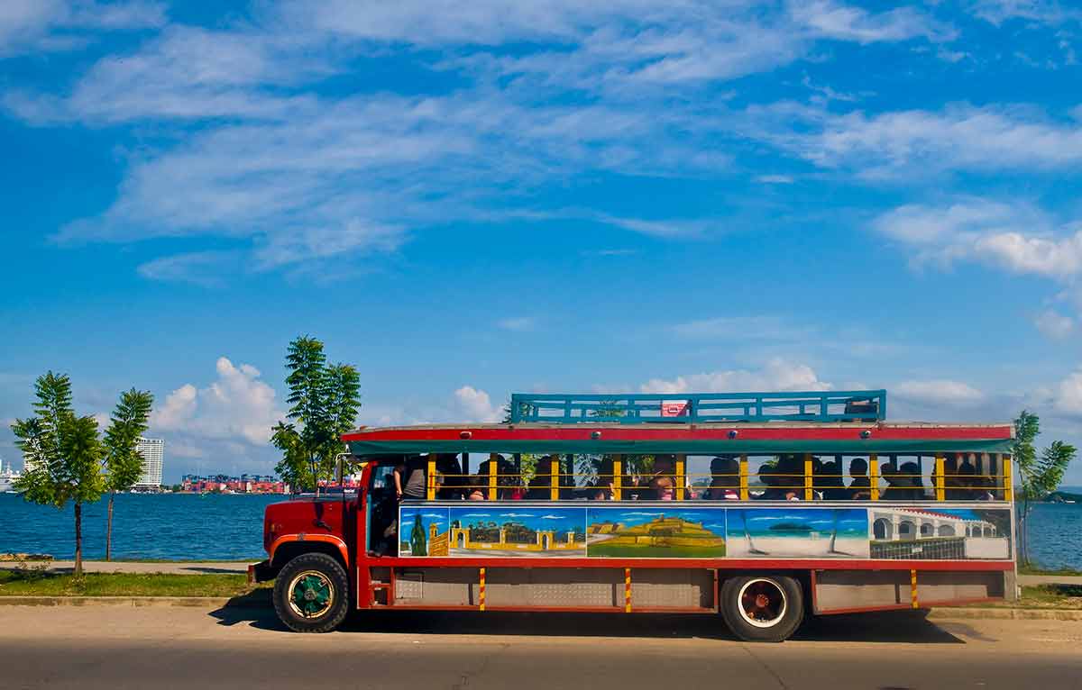 nightlife cartagena colombia beaches a colourful bus
