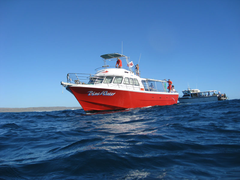 Red boat at Ningaloo reef