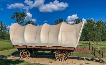 a covered wagon in fort ransom