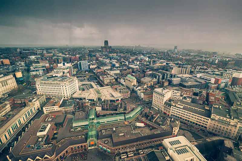 aerial view of Liverpool
