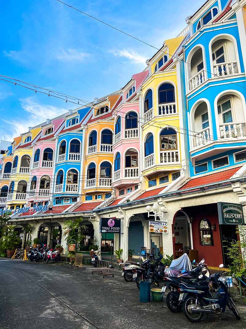 old phuket town colourful shophouses
