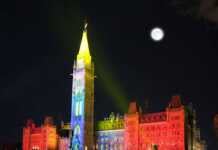 The Illumination Of The Canadian House Of Parliament At Night