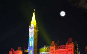 The Illumination Of The Canadian House Of Parliament At Night