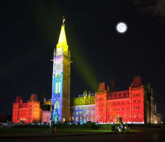 The Illumination Of The Canadian House Of Parliament At Night