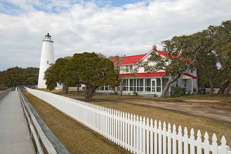 Ocracoke Island Lighthouse On The Outer Banks Of North Carolina
