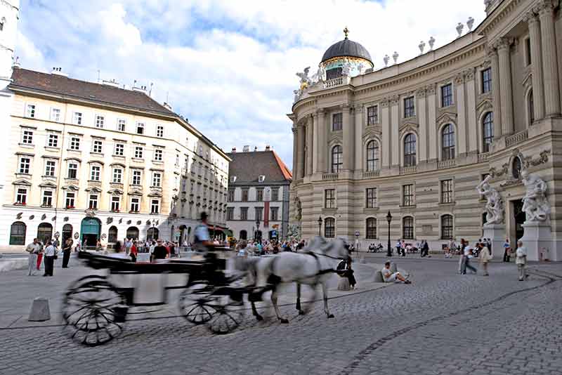 palaces in austria hofburg exterior with horse and buggy