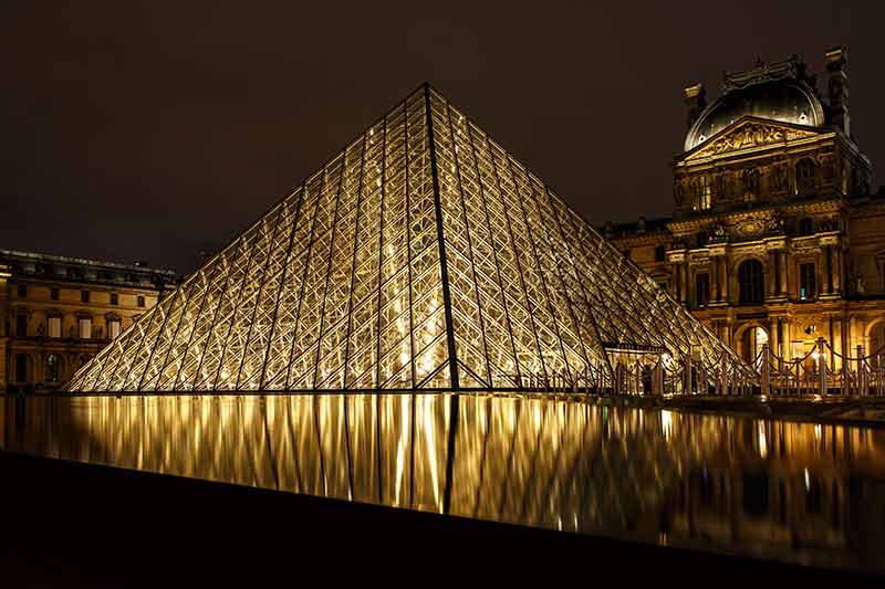 Louvre paris france at night