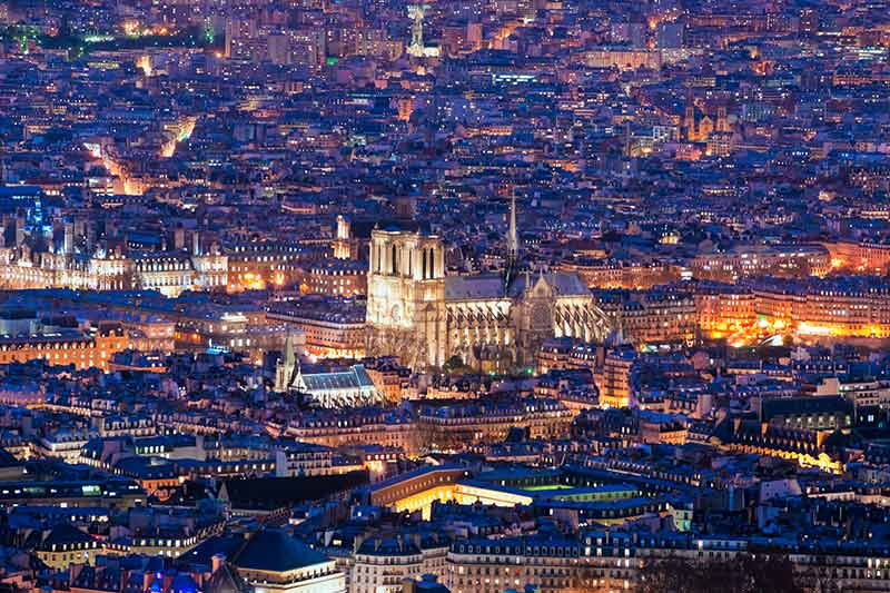 paris skyline at night