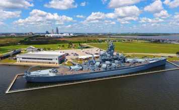 popular landmarks in alabama aerial view of the ship