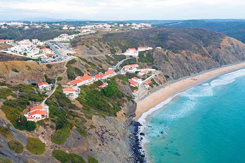 portugal beaches arifana aerial view