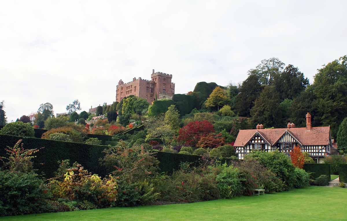 powis castle wales with gardens spilling down a slope