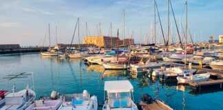 Venetian Fort In Heraklion And Moored Fishing Boats, Crete Island