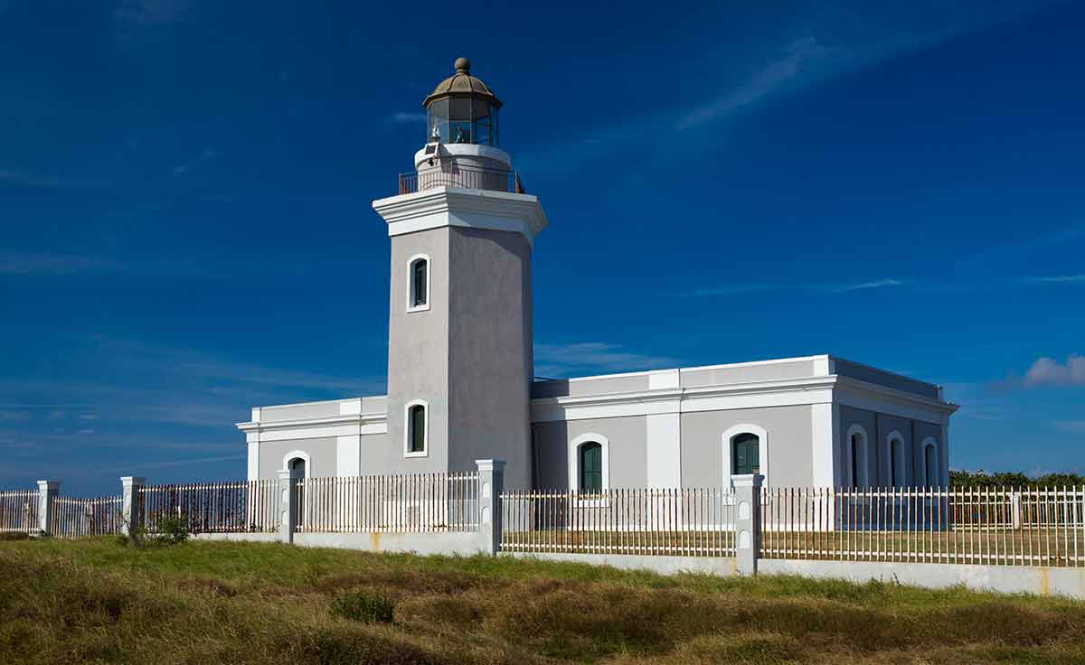 puerto rico historical landmarks Los Morillos lighthouse against blue sky