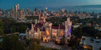 romantic places in toronto at night Casa Loma aerial