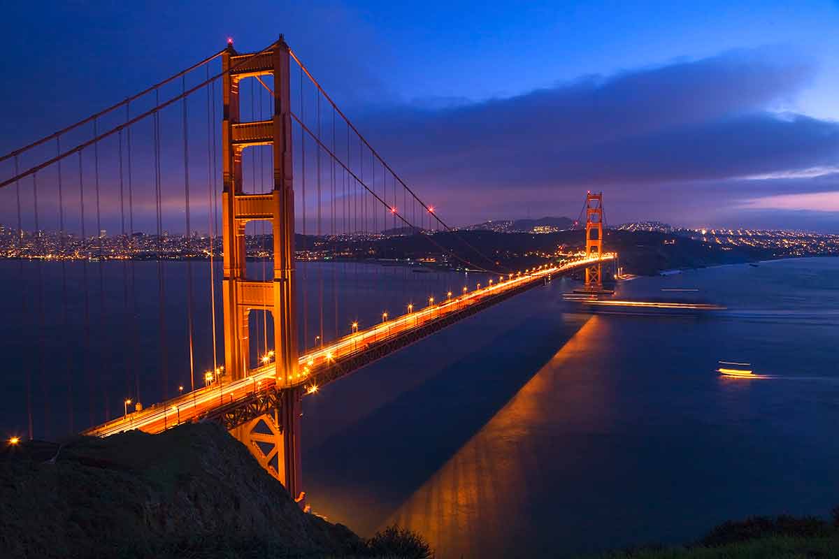 san francisco at night Golden Gate Bridge