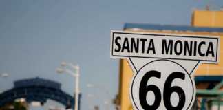 san francisco to los angeles flight Route 66 sign Santa Monica