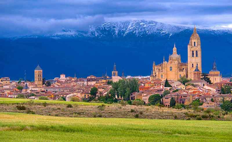 segovia day trips from madrid city with mountains in background