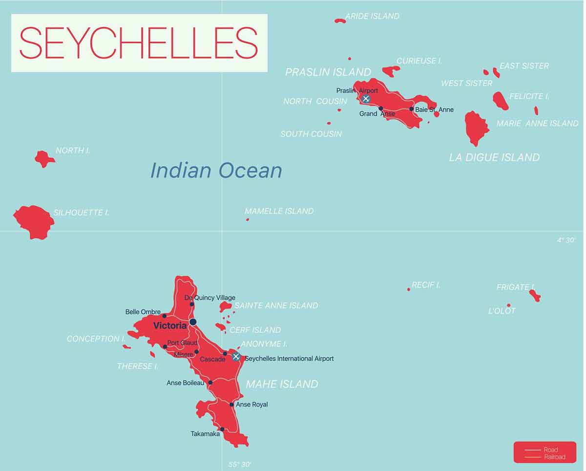 seychelles islands beaches map