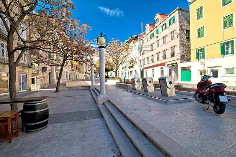 sibenik historic street view of town