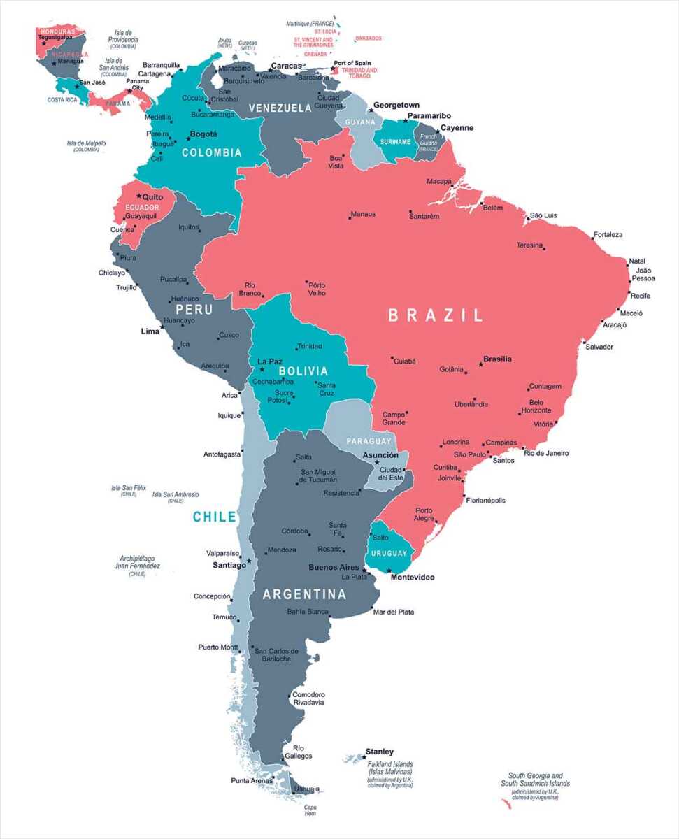 south america countries map