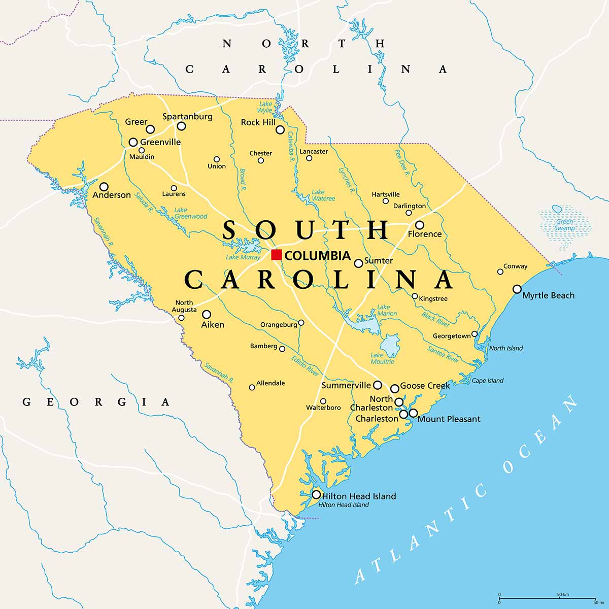 south carolina map