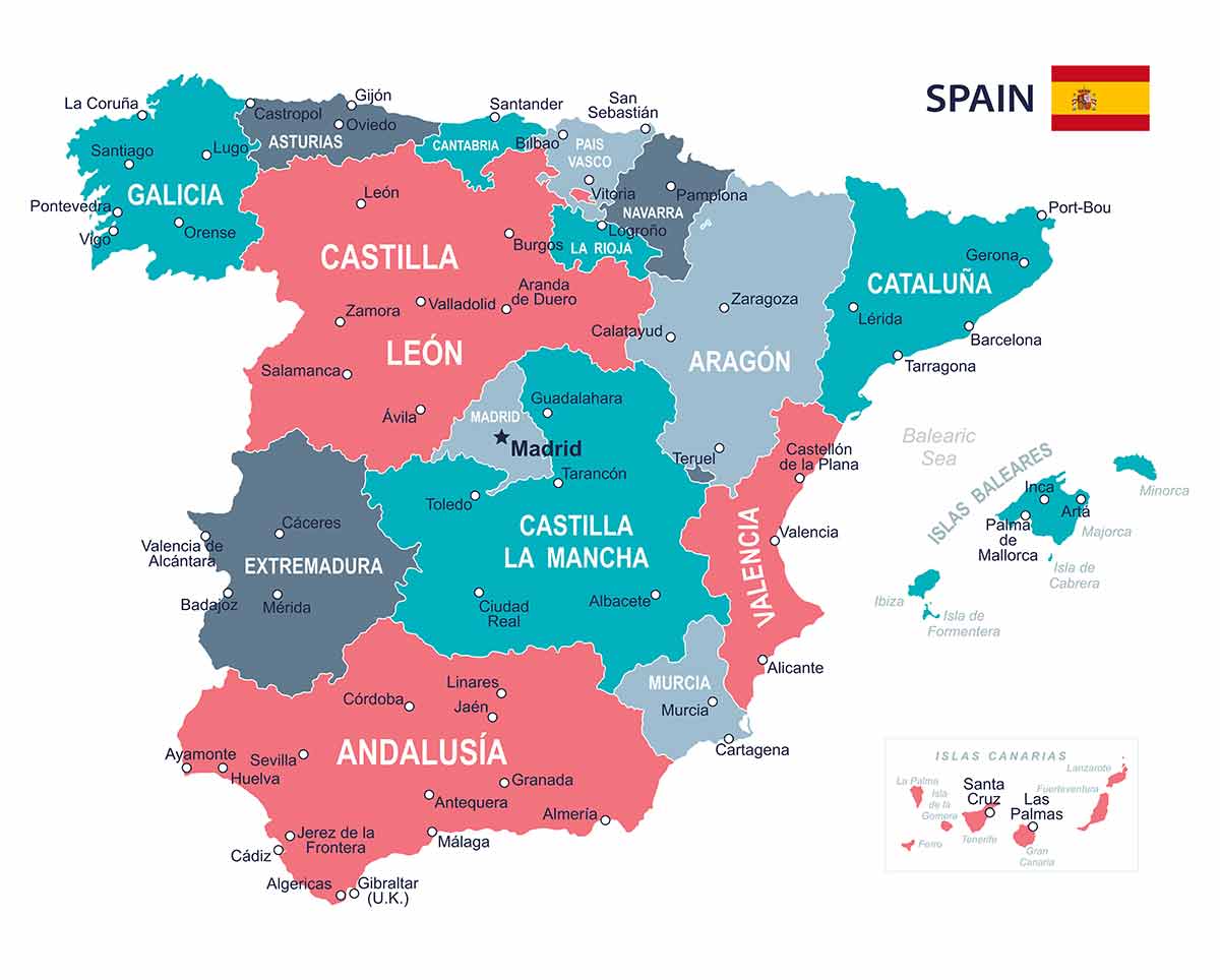 spain cities map