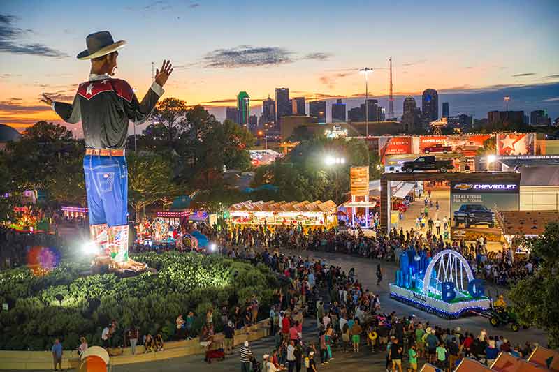 state fair of texas in dallas at night