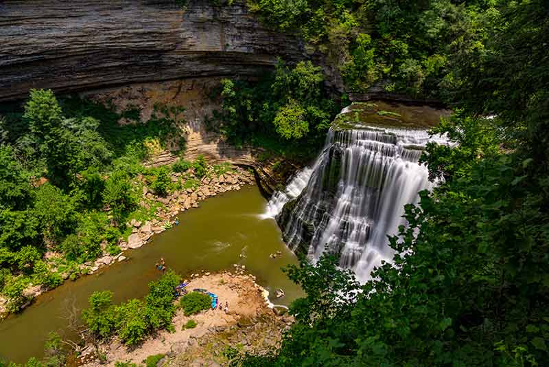 state parks in tennessee: aerial view of burgess falls