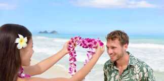 Hawaii Woman Giving Lei Garland